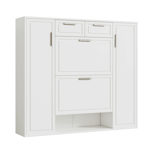Sapateira de painel de partículas com 2 portas e 2 tabuleiros,branco