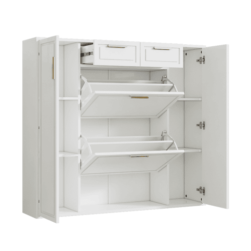 Sapateira de painel de partículas com 2 portas e 2 tabuleiros,branco