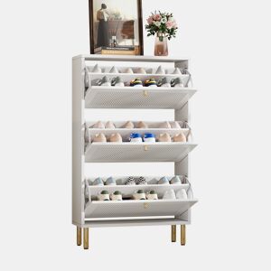 Sapateira de mdf com 3 tabuleiros,branco