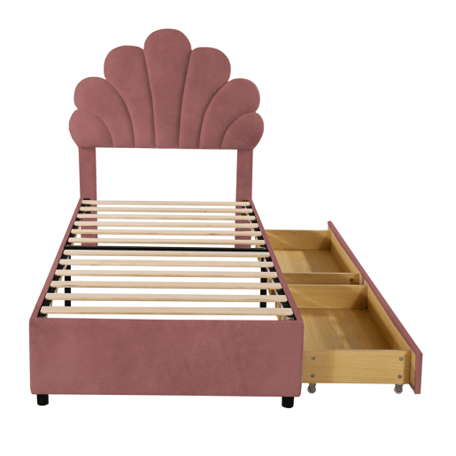 Cama de criança,cama de solteiro de veludo 90x200 cm,rosa