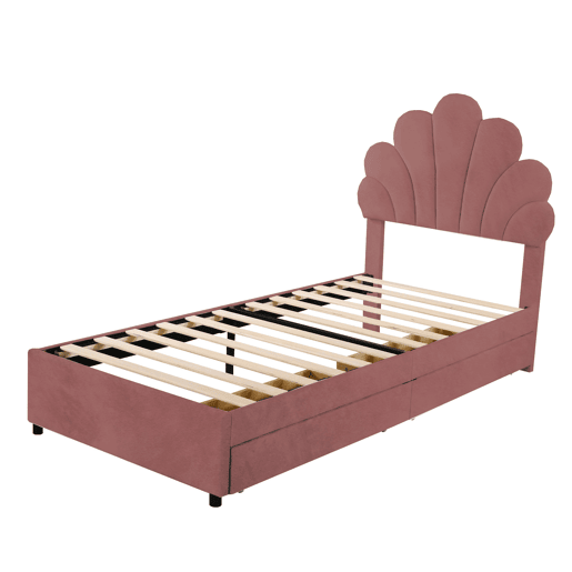 Cama de criança,cama de solteiro de veludo 90x200 cm,rosa