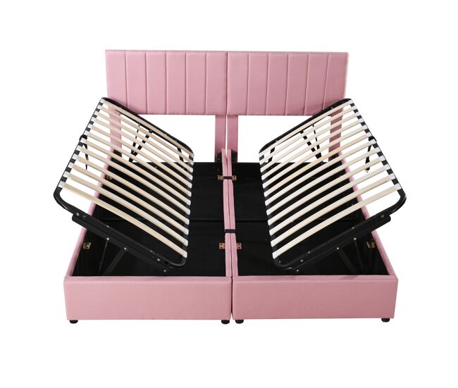 Cama infantil,cama de matrimonio de tela 180x200 cm con almacenaje,rosa