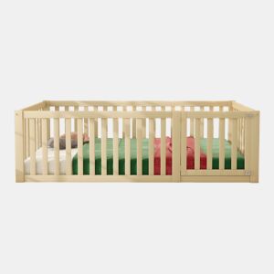 Cama de criança,cama de solteiro de madeira maciça 90x200 cm,natural