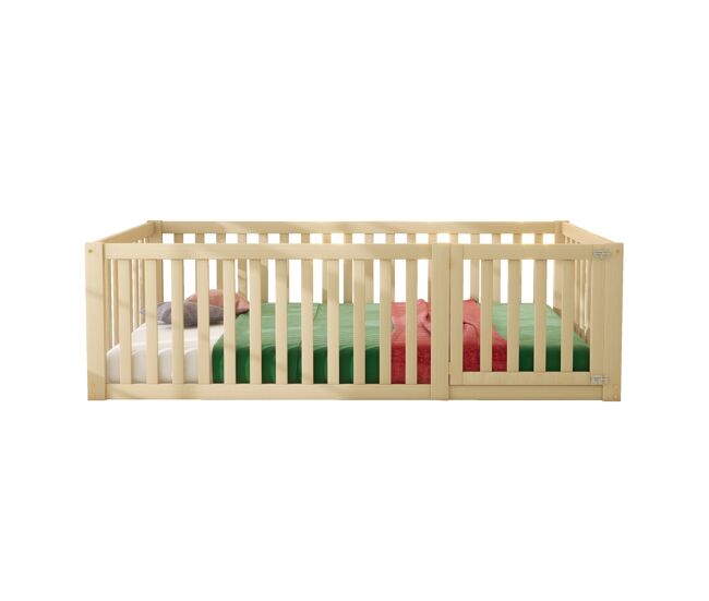 Cama infantil,cama individual de madera maciza 90x200 cm,natural