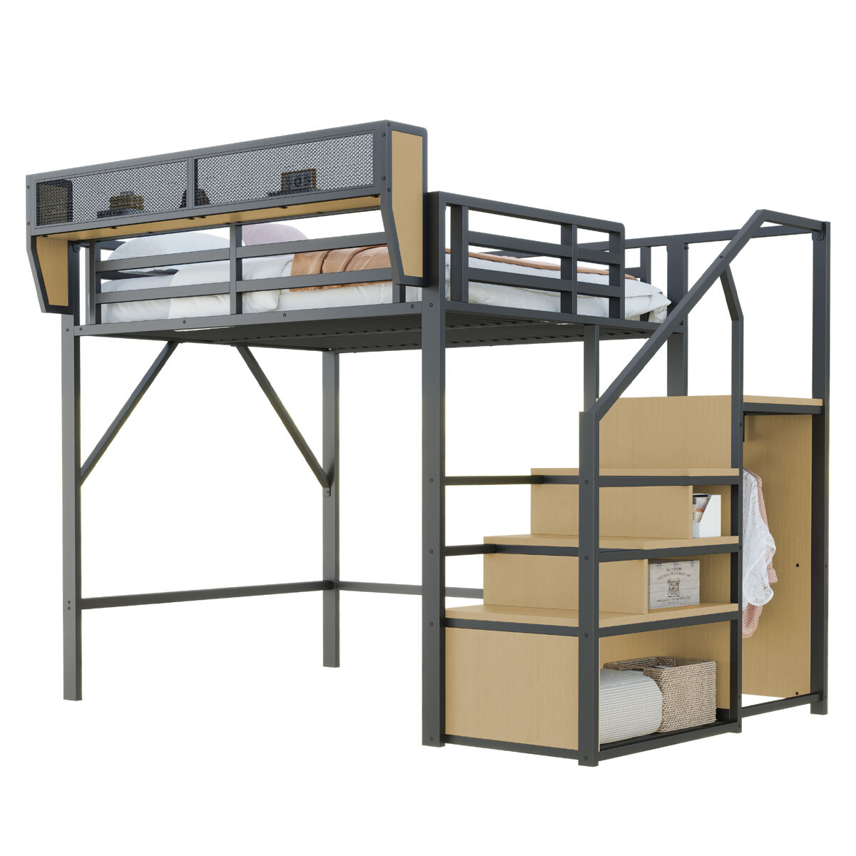 Cama infantil de metal 145x255 Negro