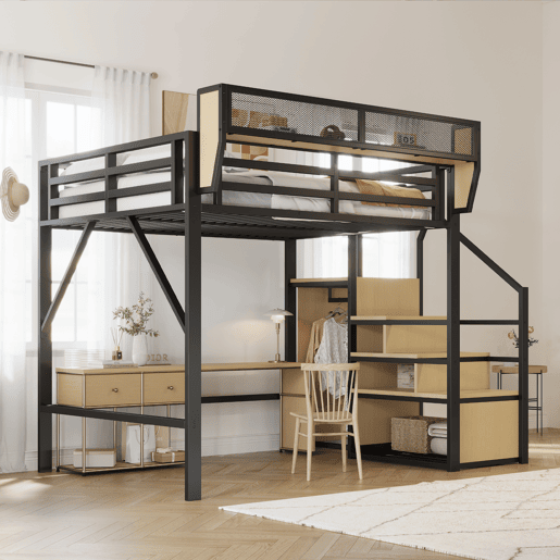 Cama de criança,cama alta de metal 140x200 cm,preto