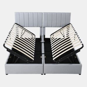 Cama de criança,cama de casal de tecido 180x200 cm com armazenamento,cinza