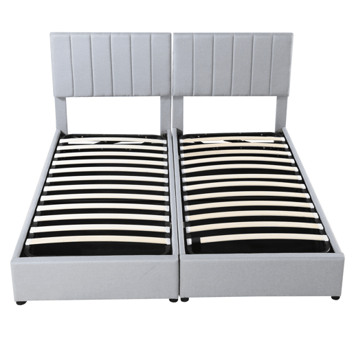 Cama de criança,cama de casal de tecido 180x200 cm com armazenamento,cinza