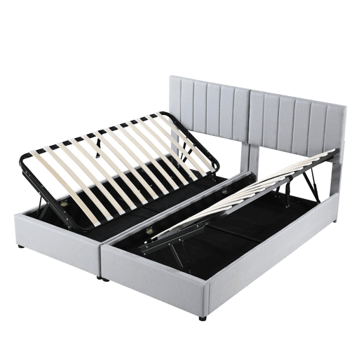 Cama de criança,cama de casal de tecido 180x200 cm com armazenamento,cinza