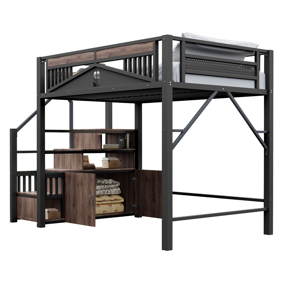 Cama infantil de metal 145x255 Negro