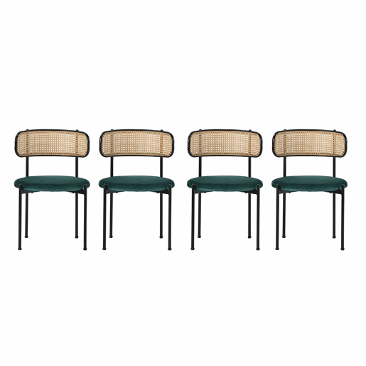 Conjunto de mesa e cadeiras de jantar 5 peças - 4 cadeiras de jantar em veludo e 1 mesa retangular - estilo moderno e simples - Cinza + Verde + Preto