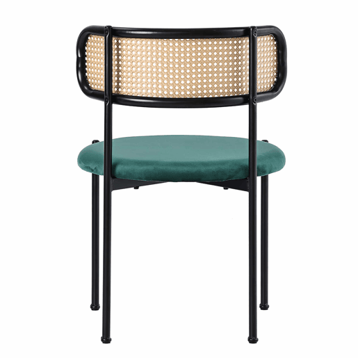 Conjunto de mesa e cadeiras de jantar 5 peças - 4 cadeiras de jantar em veludo e 1 mesa retangular - estilo moderno e simples - Cinza + Verde + Preto