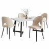Conjunto de sala de jantar 117x68 cm - Mesa retangular com 4 cadeiras - Cadeiras de veludo bege - Pernas pretas