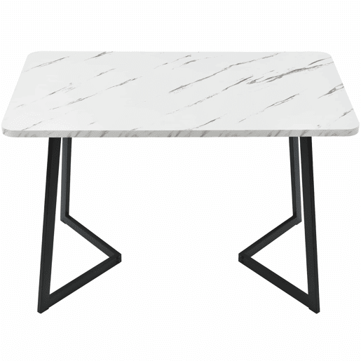 Conjunto de sala de jantar 117x68 cm - Mesa retangular com 4 cadeiras - Cadeiras de veludo bege - Pernas pretas