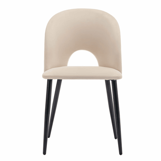 Conjunto de sala de jantar 117x68 cm - Mesa retangular com 4 cadeiras - Cadeiras de veludo bege - Pernas pretas