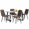 Conjunto de sala de jantar 117×68 cm - Mesa retangular moderna com 4 cadeiras de veludo castanho - Pernas pretas