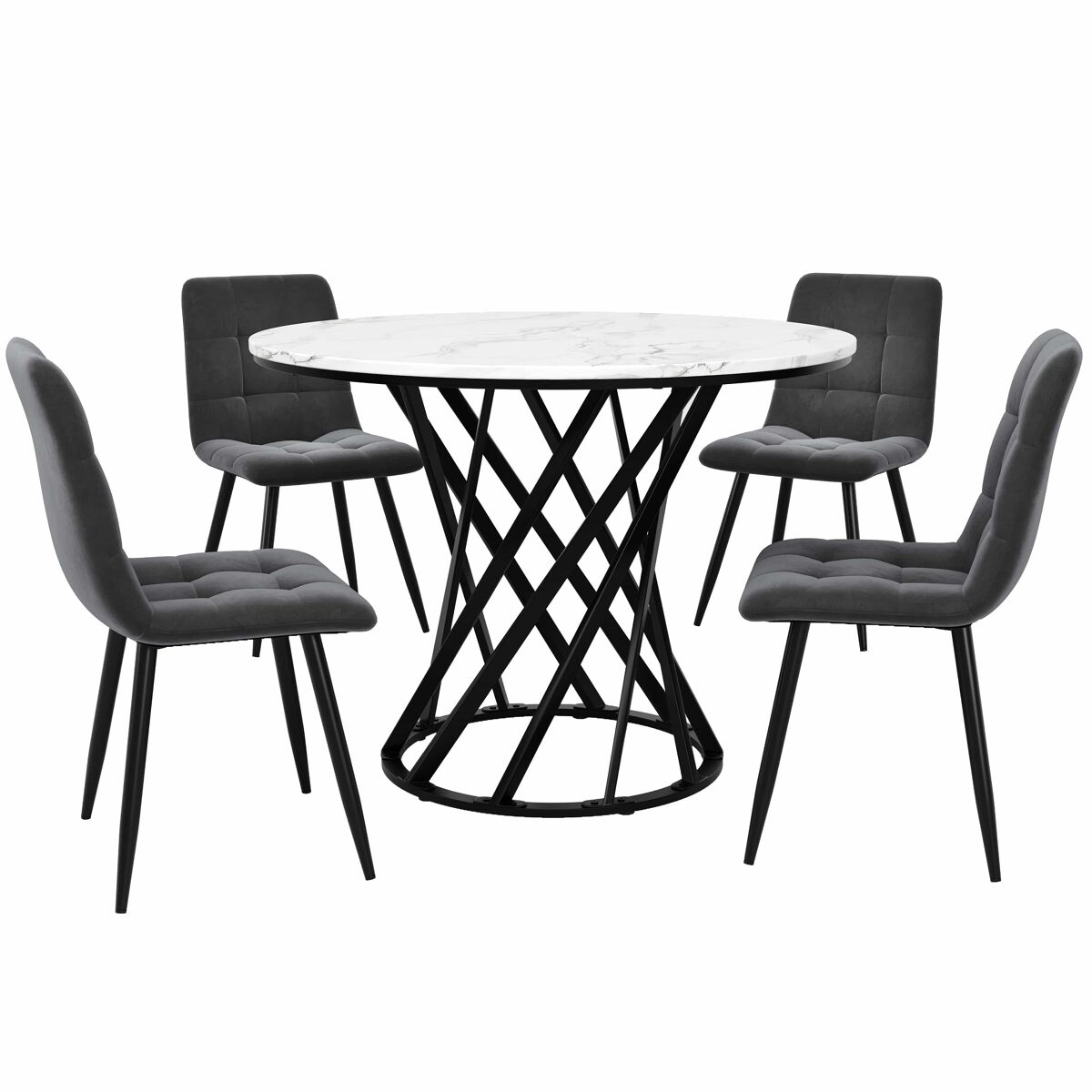 Conjunto de mesas y sillas de comedor 80x80 Negro