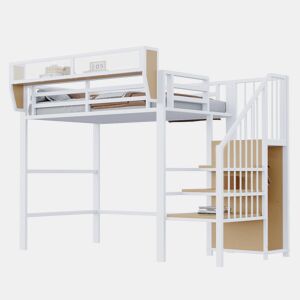 Cama de criança,cama alta de metal 90x200 cm,branco