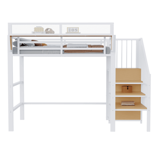 Cama de criança,cama alta de metal 90x200 cm,branco
