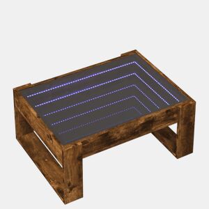 Mesa de Centro, Mesa baixa, luzes LED Infinity 70x53x30 cm carvalho fumado