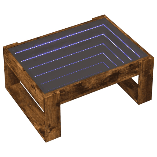 Mesa de Centro, Mesa baixa, luzes LED Infinity 70x53x30 cm carvalho fumado