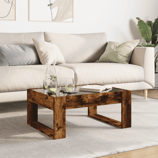 Mesa de Centro, Mesa baixa, luzes LED Infinity 70x53x30 cm carvalho fumado