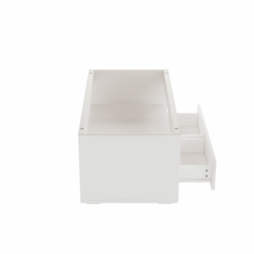Mesa de centro 100x50x40 cm u2013 LED, 2 gavetas, design de dupla camada, vidro, alto brilho u2013 Branco