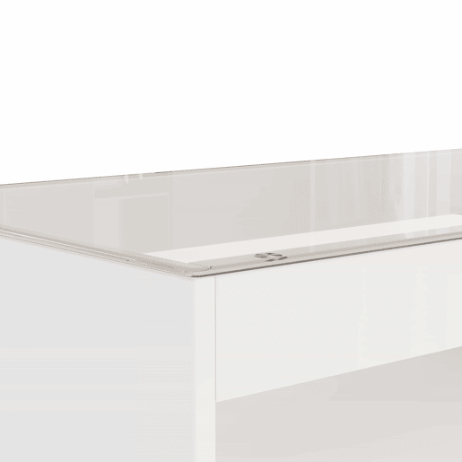 Mesa de centro 100x50x40 cm u2013 LED, 2 gavetas, design de dupla camada, vidro, alto brilho u2013 Branco