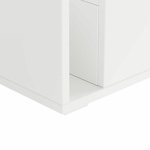 Mesa de centro 100x50x40 cm u2013 LED, 2 gavetas, design de dupla camada, vidro, alto brilho u2013 Branco