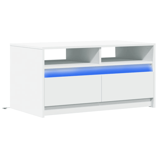 Mesa de Centro, Mesa baixa, com luzes LED derivados de madeira branco