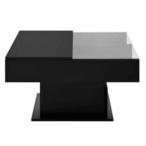 Mesa de centro elevável 78x78x45 cm - com LED, altura ajustável, armazenamento flexível - preta