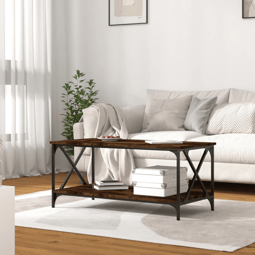 Mesa de Centro, Mesa baixa, 100x50x45cm deriv. madeiraferro carvalho fumado