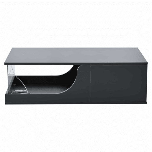 Mesa de centro 100 x 50 x 30 cm - Sofá com 2 gavetas, mesa de sala com LED e vidro temperado - Preto