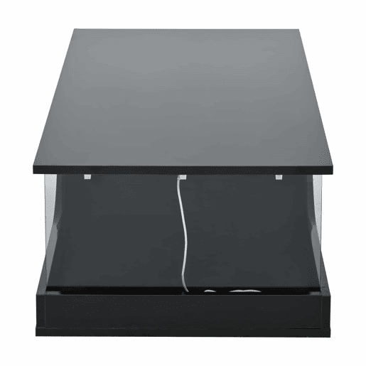 Mesa de centro 100 x 50 x 30 cm - Sofá com 2 gavetas, mesa de sala com LED e vidro temperado - Preto