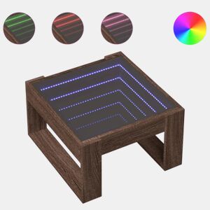Mesa de Centro, Mesa baixa, luzes LED Infinity 50x53x30 cm carvalho castanho