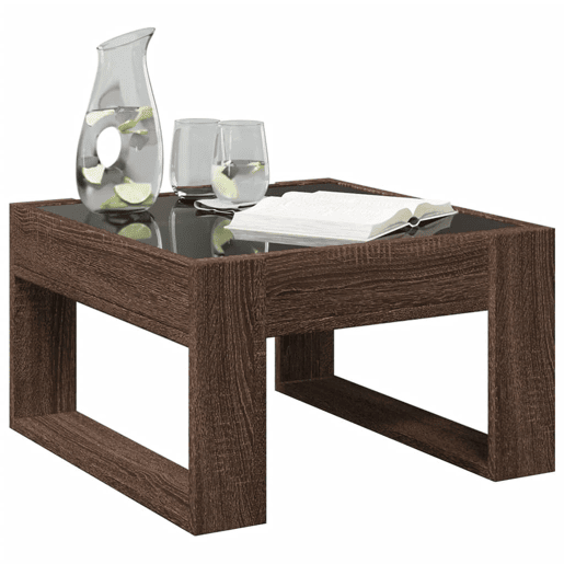 Mesa de Centro, Mesa baixa, luzes LED Infinity 50x53x30 cm carvalho castanho