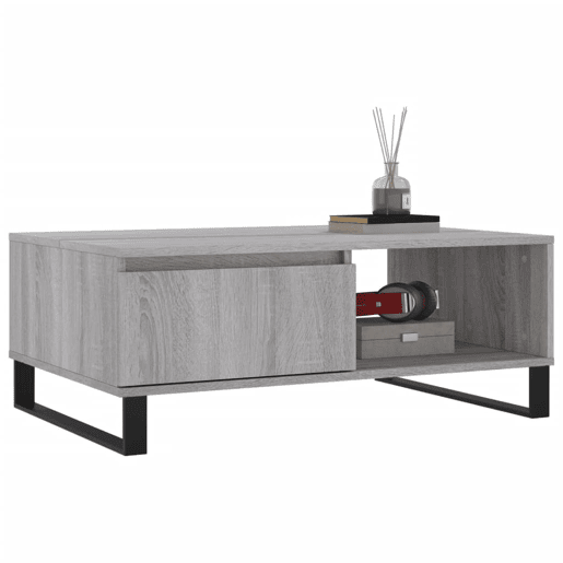 Mesa de Centro, Mesa baixa, 90x60x35 cm derivados de madeira cinzento sonoma