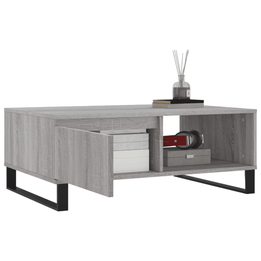 Mesa de Centro, Mesa baixa, 90x60x35 cm derivados de madeira cinzento sonoma
