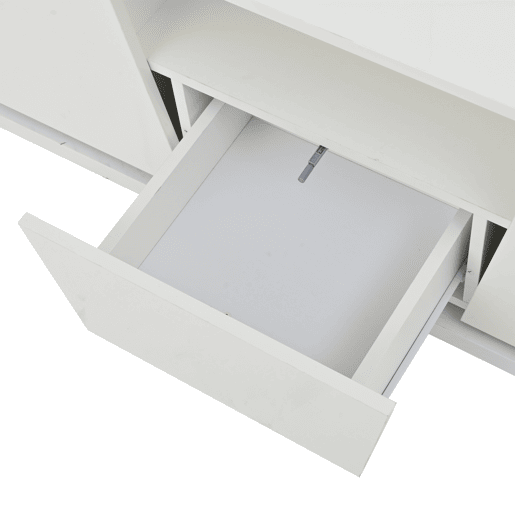 Mesa de centro 100x50x40 cm - Sofá com LED, 2 armários, 1 gaveta, design irregular - Branco