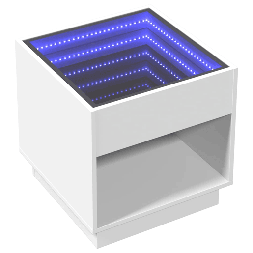 Mesa de Centro, Mesa baixa, luzes LED Infinity 50x50x50 cm branco