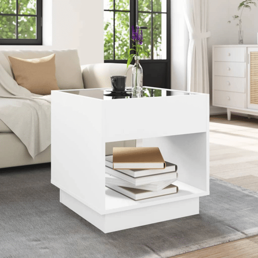 Mesa de Centro, Mesa baixa, luzes LED Infinity 50x50x50 cm branco