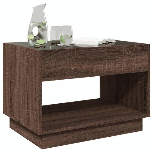 Mesa de Centro, Mesa baixa, luzes LED Infinity 70x50x50 cm carvalho castanho