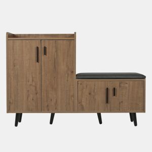 Sapateira de painel de partículas com 4 portas,natural