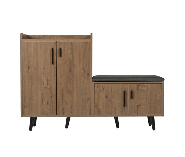 Zapatero de panel de partículas con 4 puertas,natural