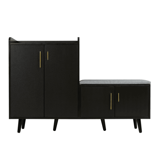 Sapateira de painel de partículas com 4 portas,preto