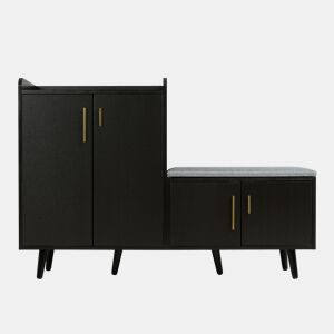 Sapateira de painel de partículas com 4 portas,preto