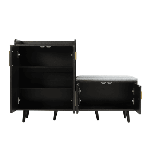 Sapateira de painel de partículas com 4 portas,preto