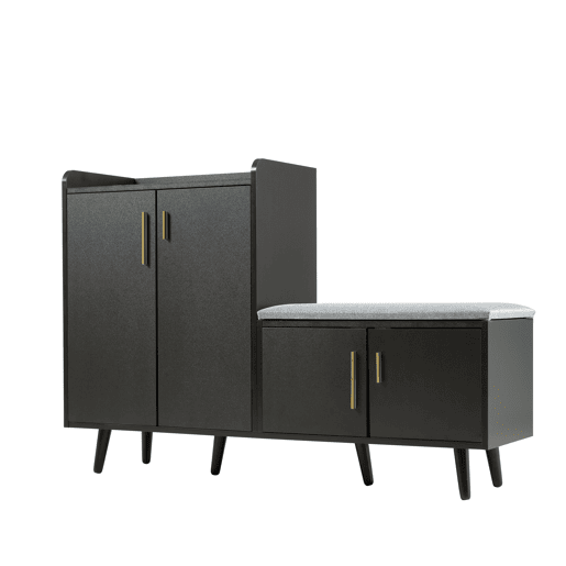 Sapateira de painel de partículas com 4 portas,preto