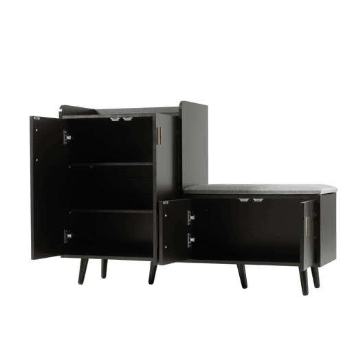 Sapateira de painel de partículas com 4 portas,preto