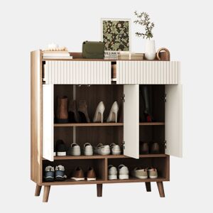 Sapateira de mdf com 3 portas,natural+branco